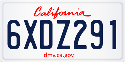 CA license plate 6XDZ291
