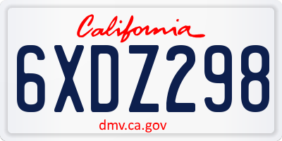 CA license plate 6XDZ298