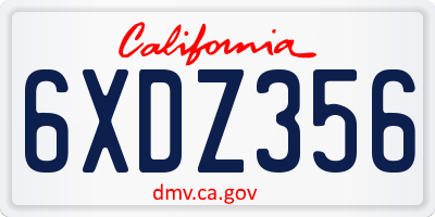 CA license plate 6XDZ356
