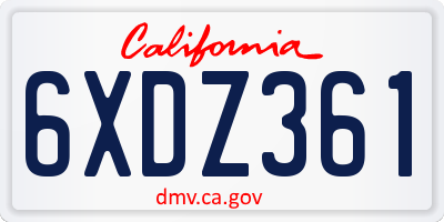 CA license plate 6XDZ361