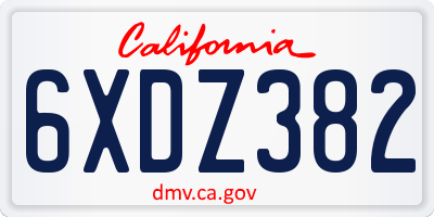 CA license plate 6XDZ382