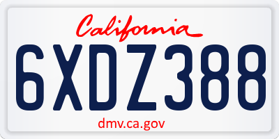 CA license plate 6XDZ388