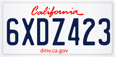 CA license plate 6XDZ423
