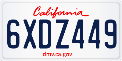 CA license plate 6XDZ449