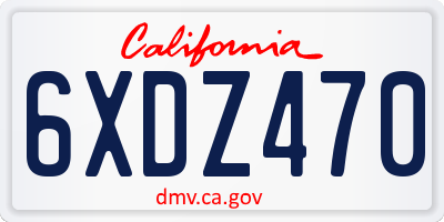 CA license plate 6XDZ470