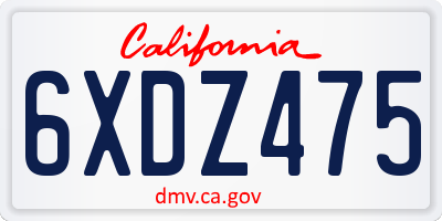 CA license plate 6XDZ475