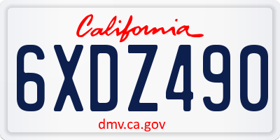 CA license plate 6XDZ490