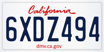 CA license plate 6XDZ494