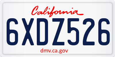 CA license plate 6XDZ526