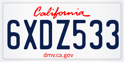 CA license plate 6XDZ533