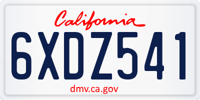 CA license plate 6XDZ541