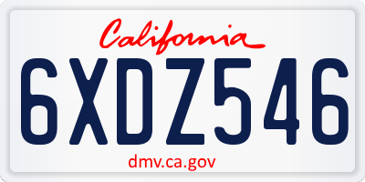 CA license plate 6XDZ546