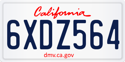 CA license plate 6XDZ564