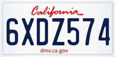CA license plate 6XDZ574