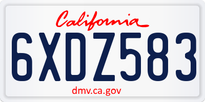 CA license plate 6XDZ583