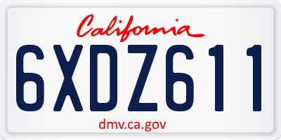 CA license plate 6XDZ611