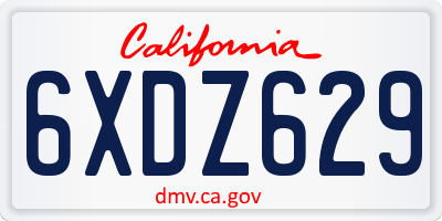 CA license plate 6XDZ629