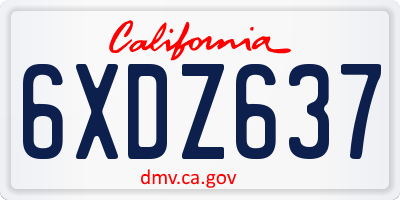 CA license plate 6XDZ637