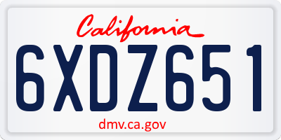 CA license plate 6XDZ651