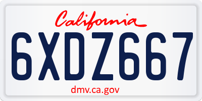 CA license plate 6XDZ667