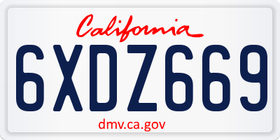 CA license plate 6XDZ669