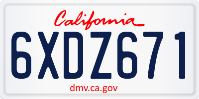CA license plate 6XDZ671