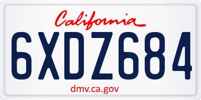 CA license plate 6XDZ684
