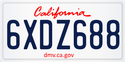CA license plate 6XDZ688