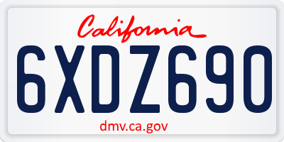 CA license plate 6XDZ690