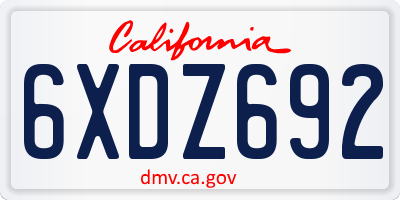 CA license plate 6XDZ692