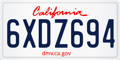 CA license plate 6XDZ694