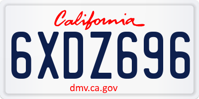 CA license plate 6XDZ696