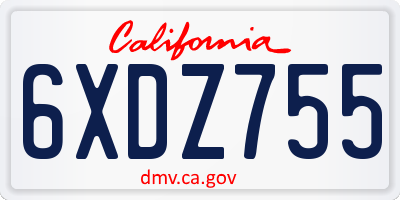 CA license plate 6XDZ755