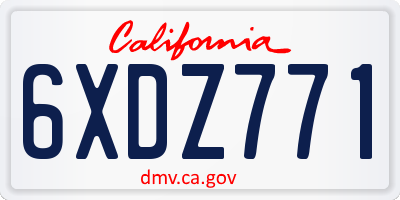 CA license plate 6XDZ771
