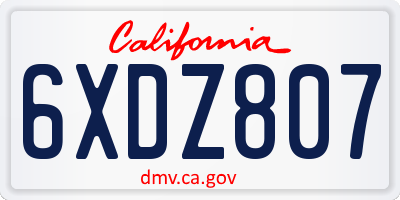 CA license plate 6XDZ807