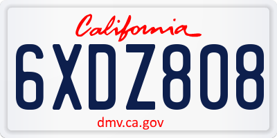CA license plate 6XDZ808