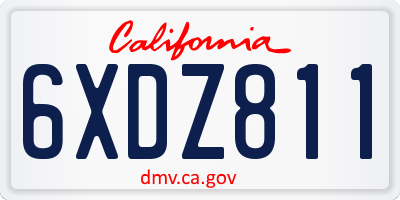 CA license plate 6XDZ811