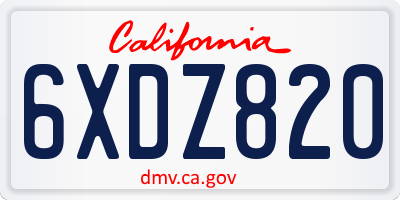 CA license plate 6XDZ820