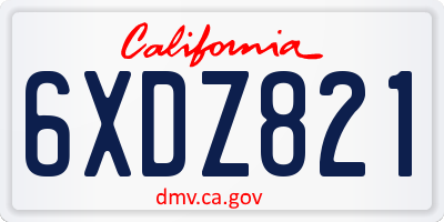 CA license plate 6XDZ821