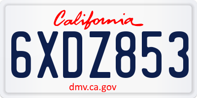 CA license plate 6XDZ853