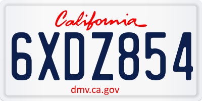 CA license plate 6XDZ854