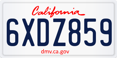 CA license plate 6XDZ859