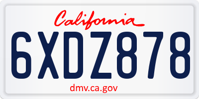CA license plate 6XDZ878
