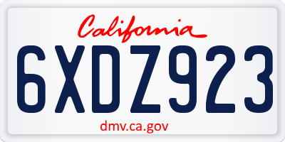 CA license plate 6XDZ923