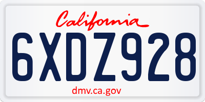 CA license plate 6XDZ928