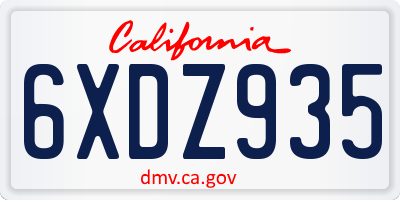CA license plate 6XDZ935