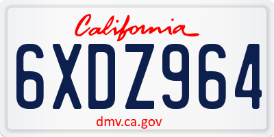 CA license plate 6XDZ964