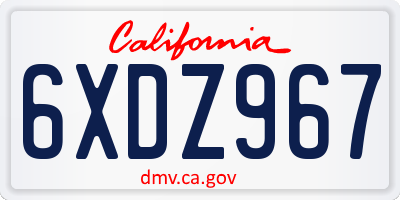 CA license plate 6XDZ967