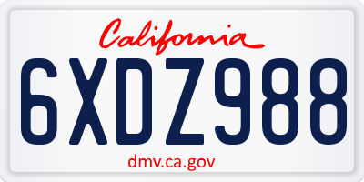 CA license plate 6XDZ988