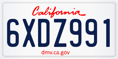 CA license plate 6XDZ991